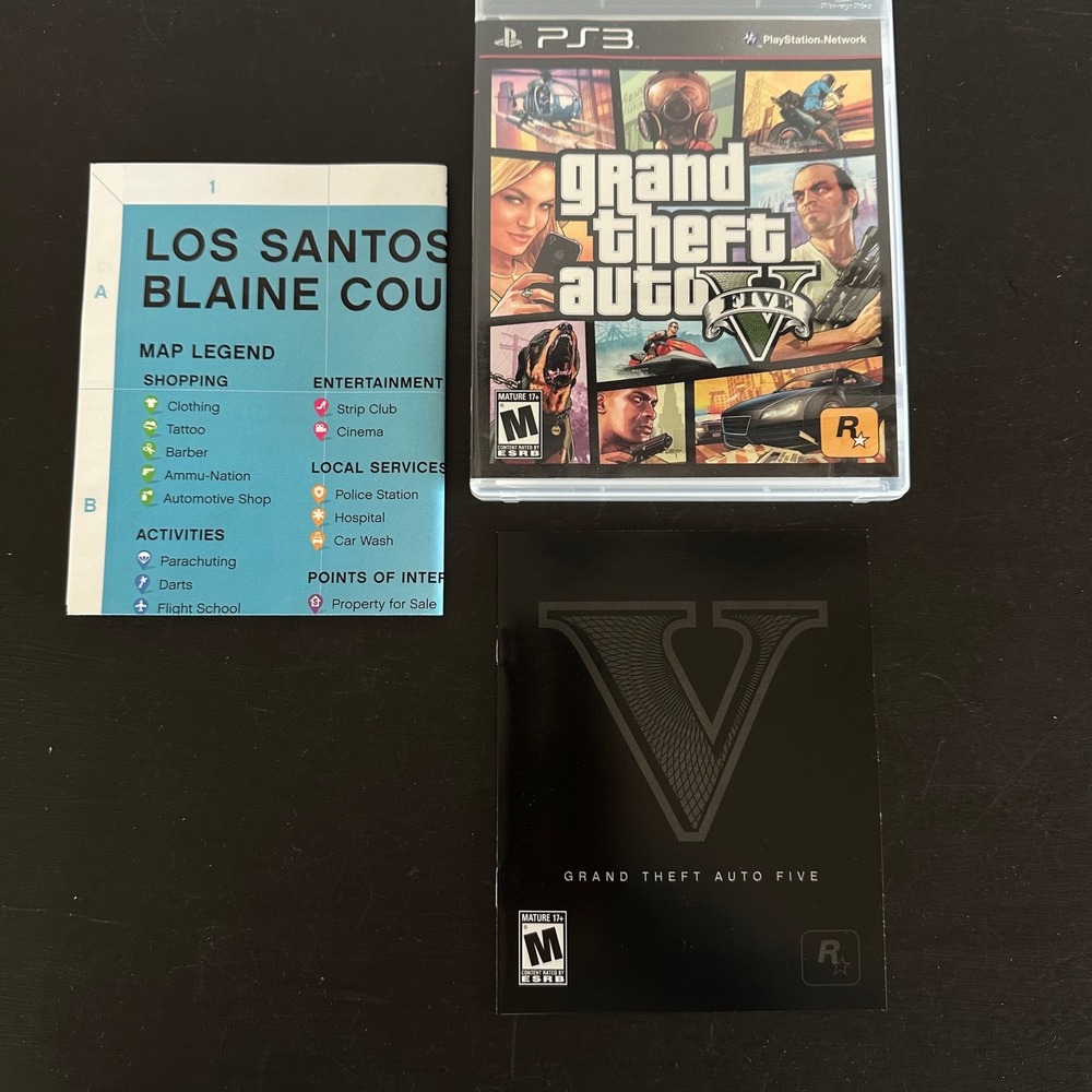 Grand Theft Auto V GTA 5 Sony PlayStation 3 PS3 Complete with Map and Manual